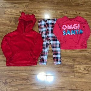 Carter’s 4T Christmas shirt, leggings and hoodie bundle